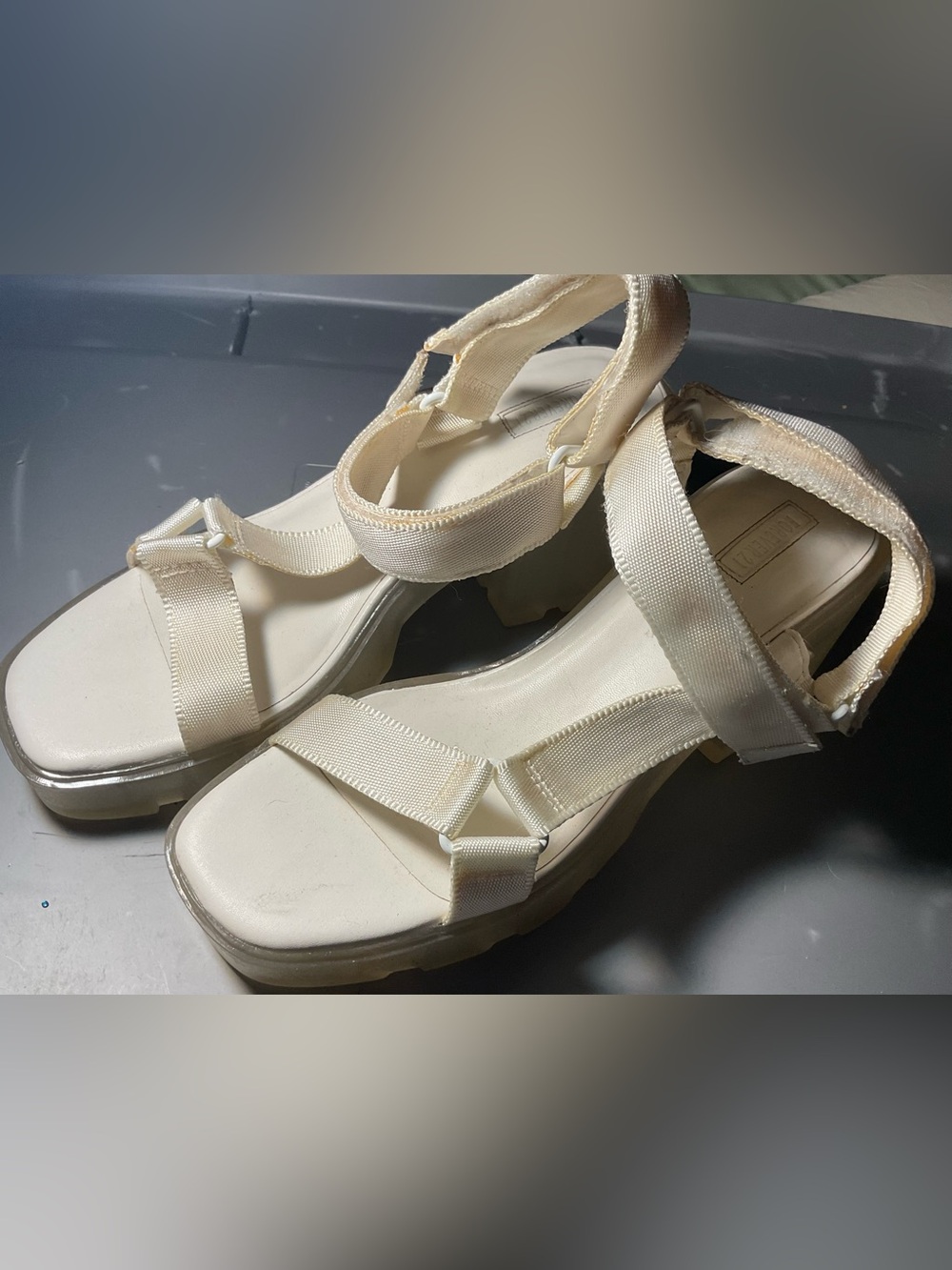 Forever 21 White Platform Jelly Strap Sandal Platform Heels